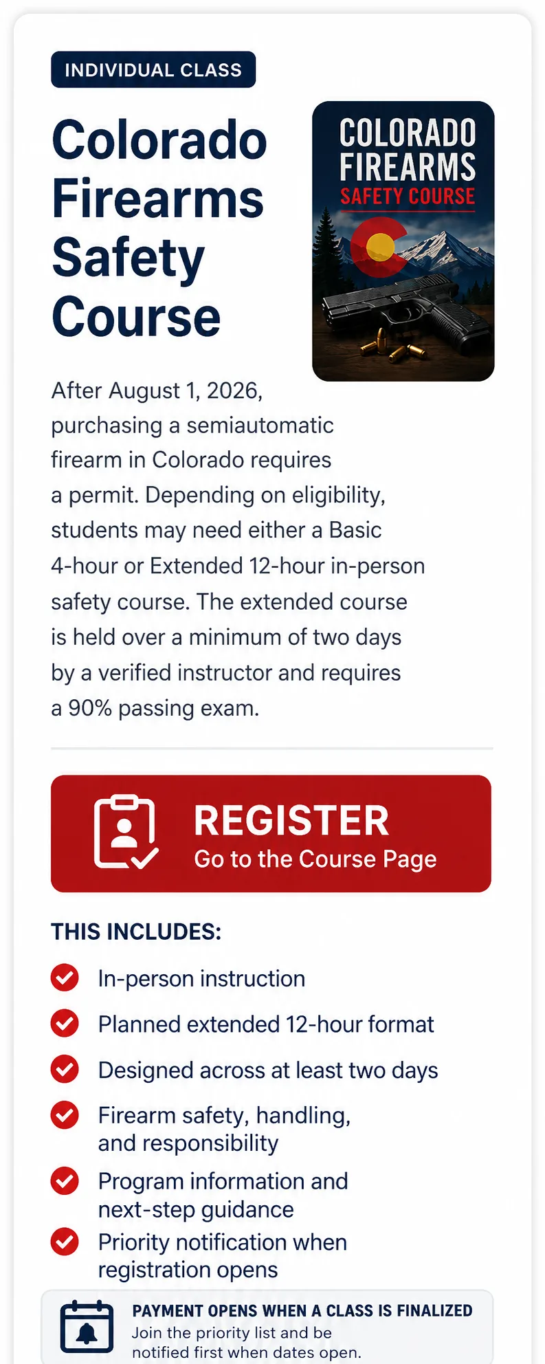 Colorado firearms safety course for specified semiautomatic firearm purchasers