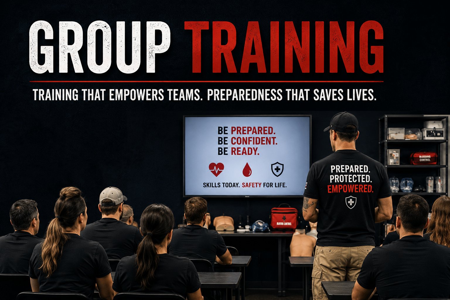 Group emergency-preparedness training for workplaces and organizations